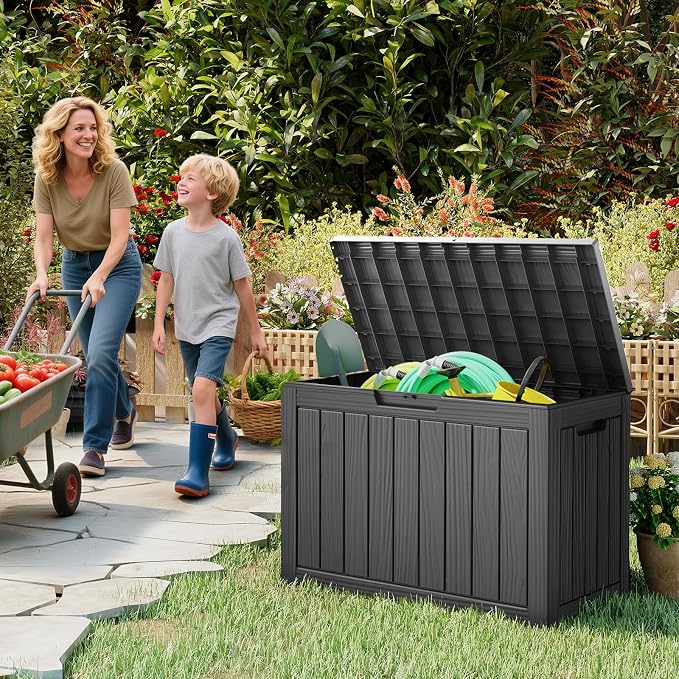 LubanNese Outdoor Storage Box, 50 Gallon Waterproof Resin Deck Box, Storage Bin - Image 3