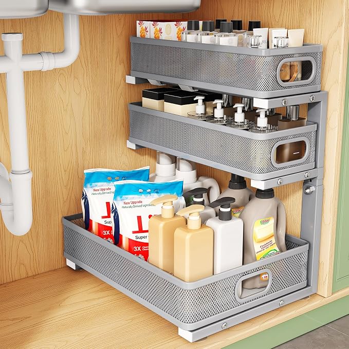 Kitstorack Under Sink Organizer, Slide out Storage Drawer Rack by Kitstorack