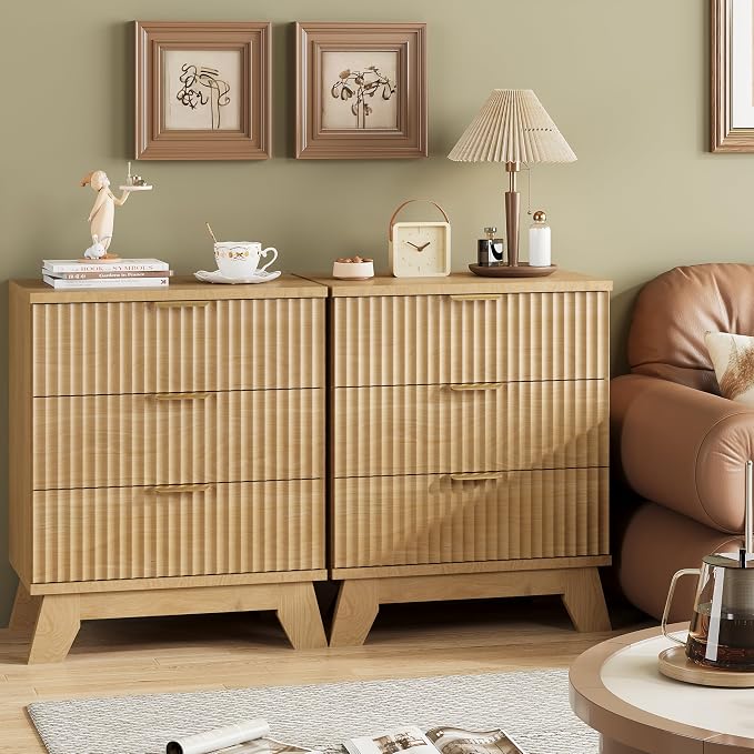 Fluted Nightstand, Mid Century Modern Wood Night Stand - Image 7