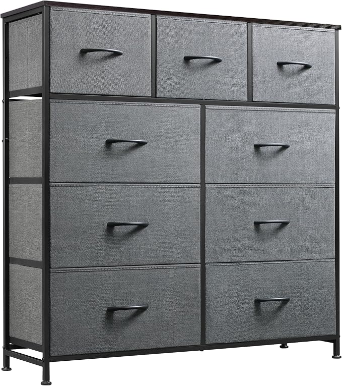 WLIVE Tall Dresser for Bedroom, 9 Drawer Chest of Drawers, Dark Grey | 9 roomy by WLIVE