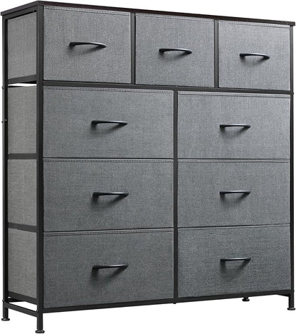 WLIVE Tall Dresser for Bedroom, 9 Drawer Chest of Drawers, Dark Grey | 9 roomy by WLIVE