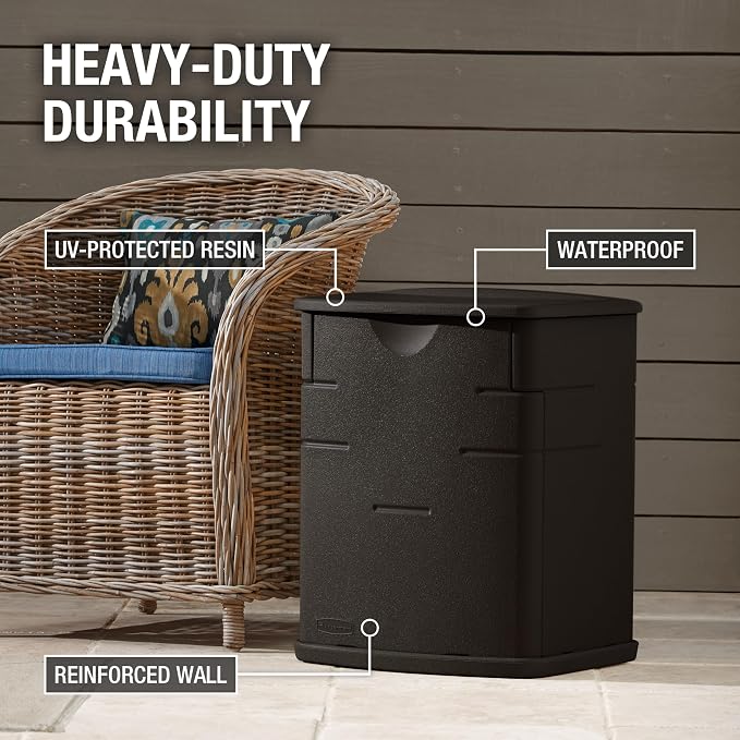 Rubbermaid Small Resin Outdoor Storage Deck Box Weather Resistant Brown Deck - Image 3
