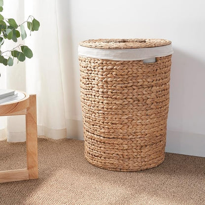 Round Woven Wicker Laundry Hamper - Image 2