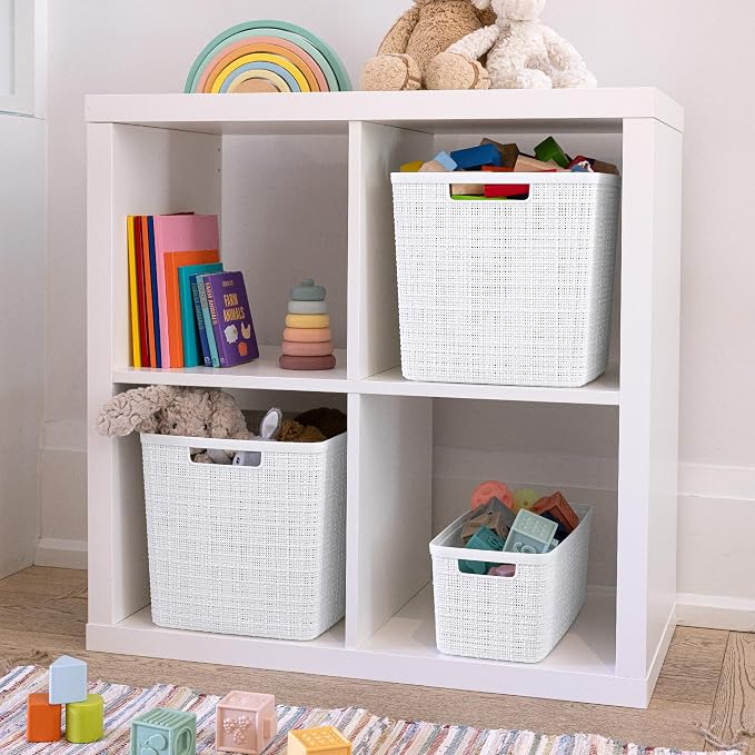 Curver Set of 4 Large Cube 17L Jute Decorative Plastic Organization and Storage - Image 6