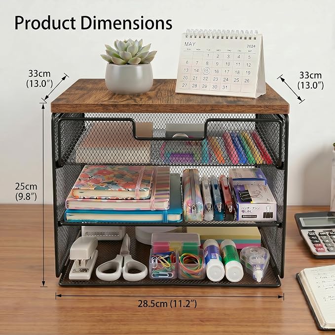 4-Tier Mesh Desk Organizer and Accessories - Image 6