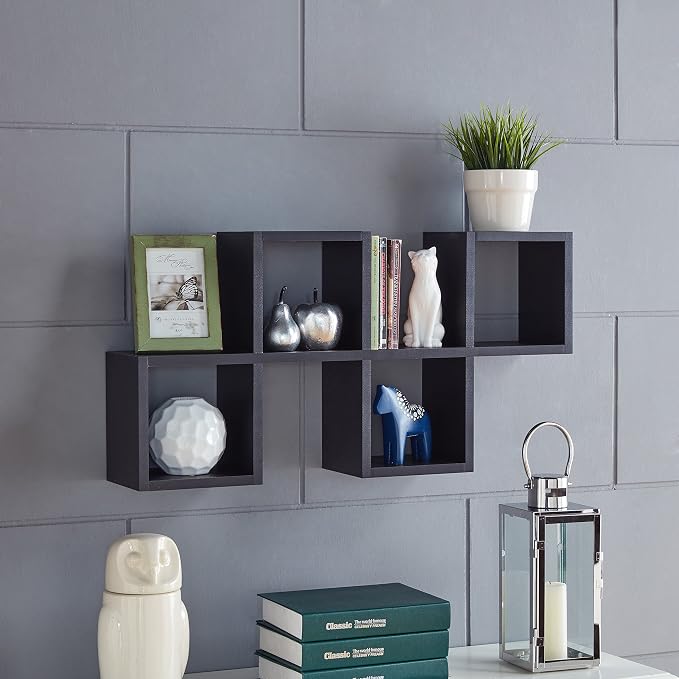 Danya B. Cubby Chessboard Wall Shelf – Black - Image 2