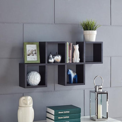 Danya B. Cubby Chessboard Wall Shelf – Black - Image 2