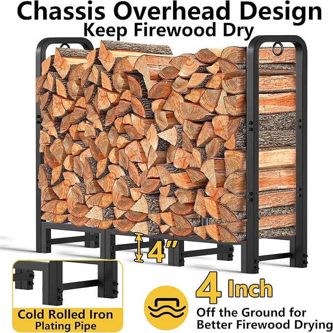 Amagabeli 4ft Firewood Log Rack - Image 3