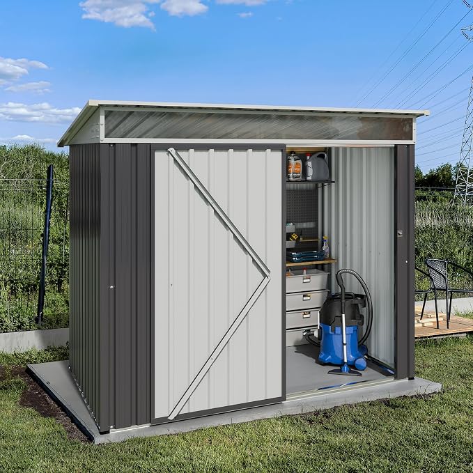 JY QAQA 6x4 FT Metal Outdoor Garden Storage Shed, Waterproof Metal Garden Sheds - Image 3