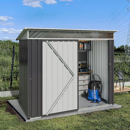 JY QAQA 6x4 FT Metal Outdoor Garden Storage Shed, Waterproof Metal Garden Sheds - Image 3