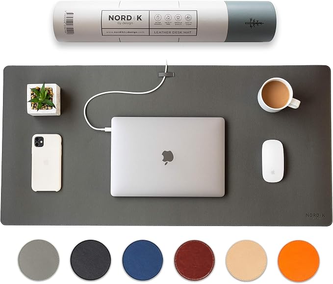 Nordik Leather Desk Mat Cable Organizer by NordikByDesign