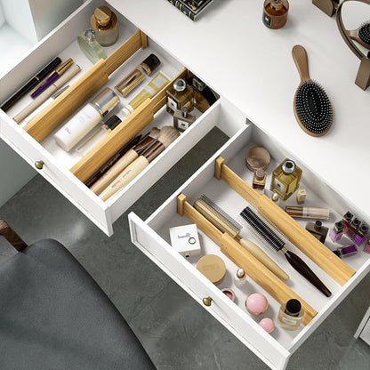 BAMEOS Bamboo Expandable Drawer Dividers – Fits 12.2"–17" Drawers, Sock Drawer - Image 2