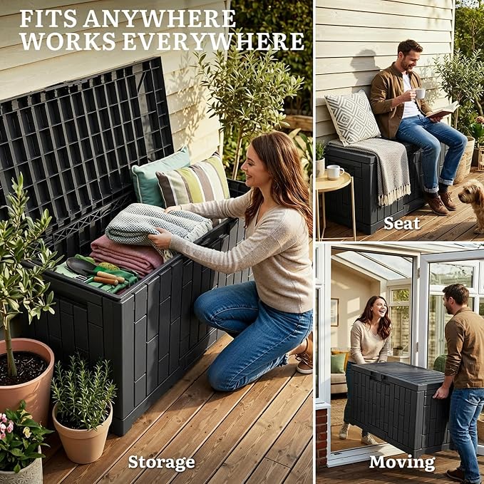 YITAHOME 60 Gallon Outdoor Storage Box, Waterproof Resin Deck Box - Image 7