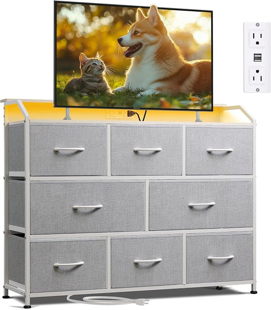 WLIVE Dresser for Bedroom, 8 Drawer LED Dresser by WLIVE