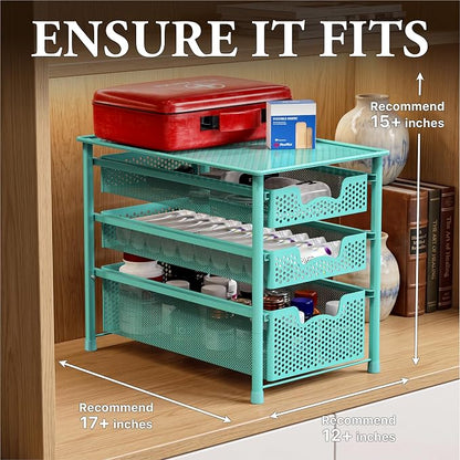 Simple Houseware Stackable 3 Tier Sliding Basket Organizer Drawer - Image 3