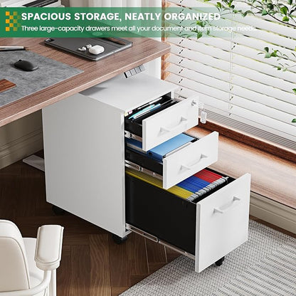 3 Drawer Slim File Cabinet, Mobile File Cabinet - Image 7