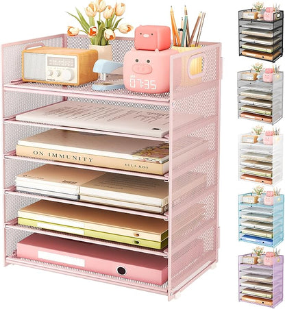 Subekyu 6 Tier Office File Paper Desk Tray Organizer by SUBEKYU
