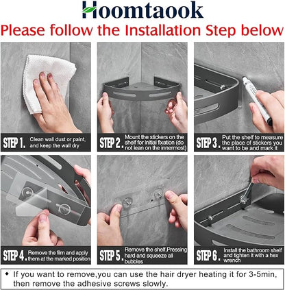 Hoomtaook 2-Tier Corner Shower Shelf No Drilling Bathroom Shelves Shower - Image 4