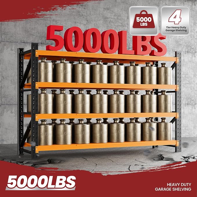 71" Wide Storage Shelves, 5000LBS Garage Shelving Heavy Duty, Standing Shelf - Image 9