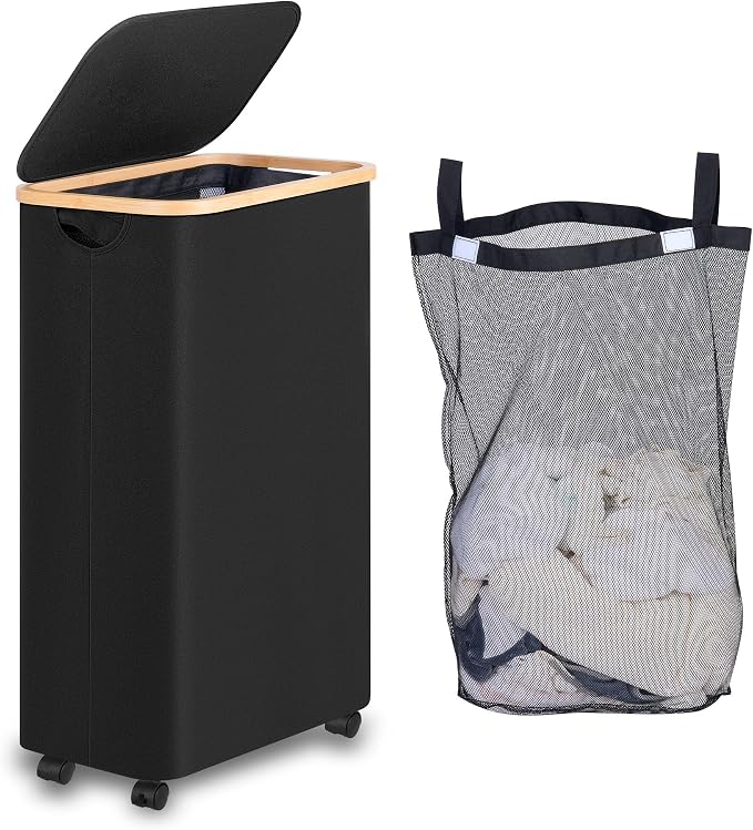 75L Slim Laundry Hamper with Wheels, Clothes Hamper by iEGrow