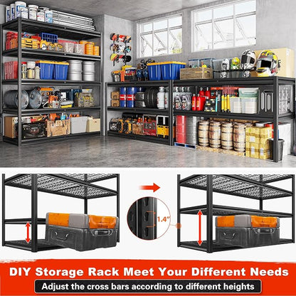 REIBII 55.2'' W x 78.2'' H x 26'' D, 5-Tier Metal Garage Shelving Units - Image 8