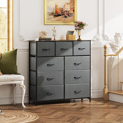 WLIVE Tall Dresser for Bedroom, 9 Drawer Chest of Drawers, Dark Grey | 9 roomy - Image 4