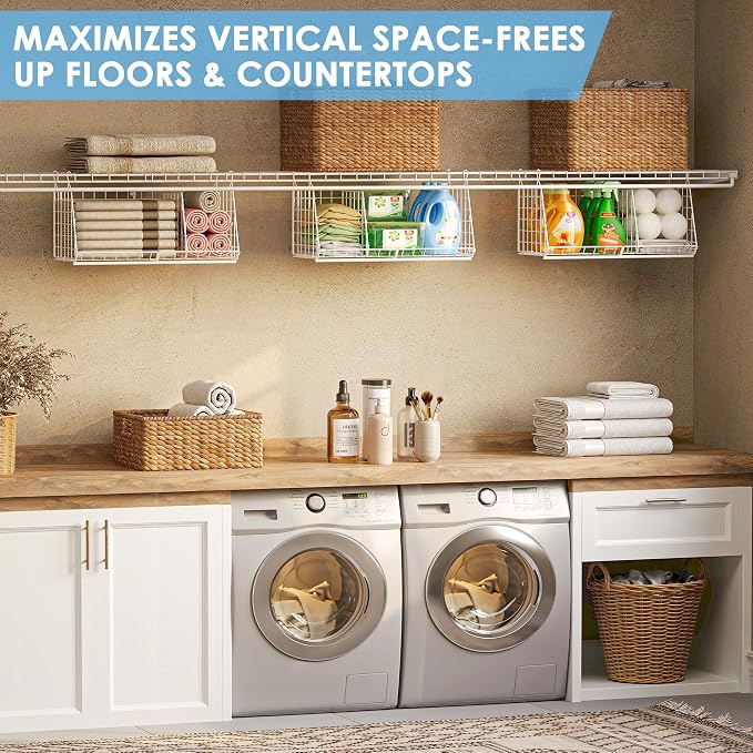 23.62” Extra-Long Under-Shelf Hanging Laundry Basket Organizer, Fits Wire - Image 6