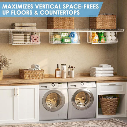 23.62” Extra-Long Under-Shelf Hanging Laundry Basket Organizer, Fits Wire - Image 6