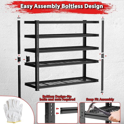 Storage Shelves, Garage Shelving Heavy Duty 3300 LBS Capacity, 5 Tier Utility - Image 7