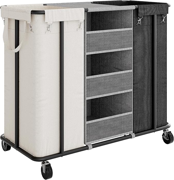 WOWLIVE Laundry Sorter 2 Section 200L Rolling Laundry Hamper by WOWLIVE