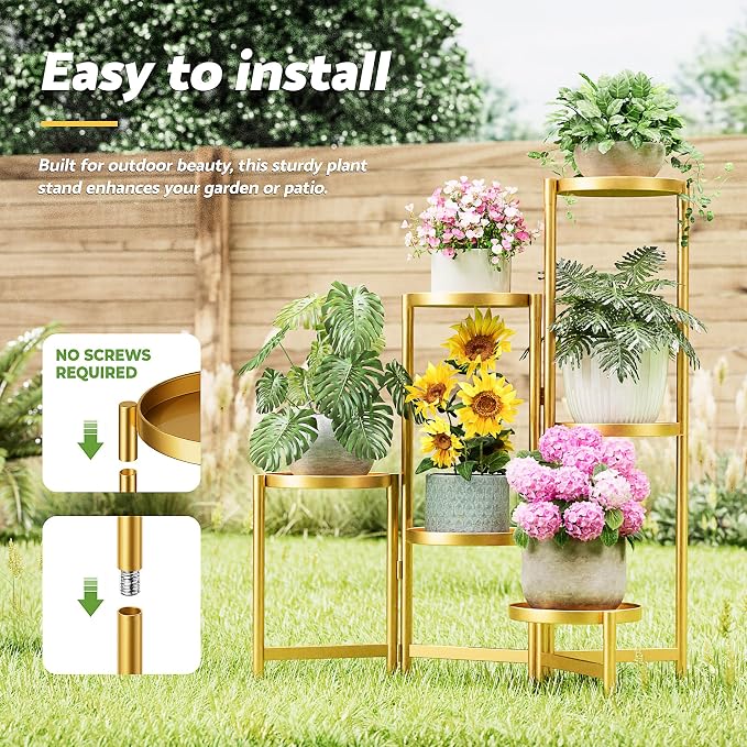 6 Tiered Plant Stand Indoor for Multiple Large Planter, Tall Heavy Duty - Image 6