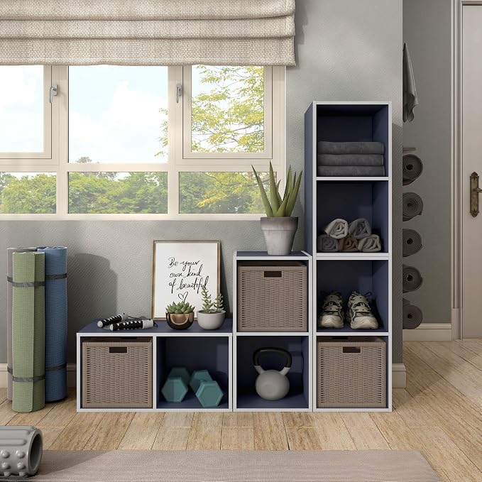 Homes: Inside + Out Apexa 2-Cube Storage Organizer Shelves, Stackable Wood - Image 2