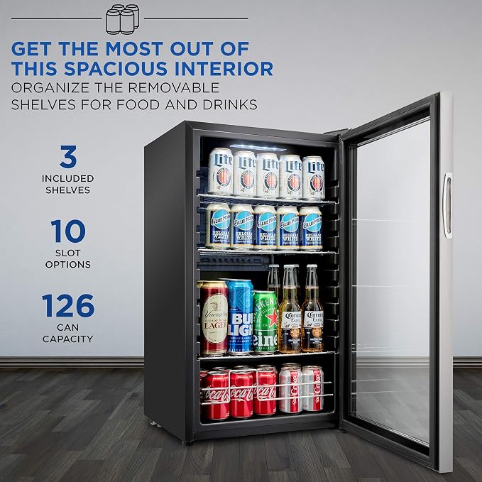 Ivation 126 Can Beverage Refrigerator | Freestanding Ultra Cool Mini Drink - Image 3