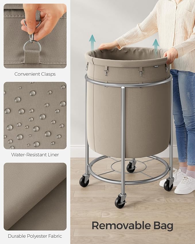 SONGMICS Laundry Basket, Rolling Steel Frame - Image 5