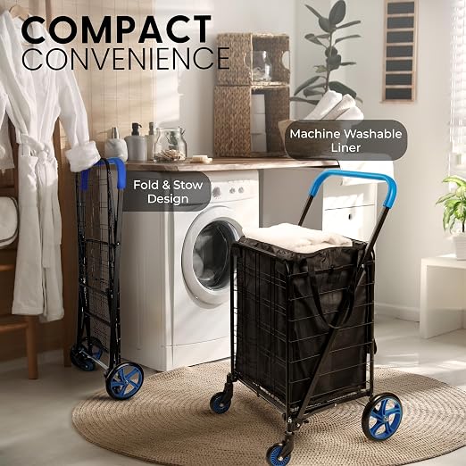 SereneLife Large Folding Utility Shopping Cart - Image 7