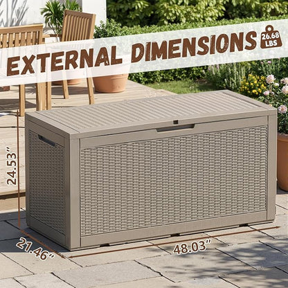 Vixzen 121 Gallon Waterproof Large Deck Box, Lockable Resin Outdoor Storage Box - Image 2