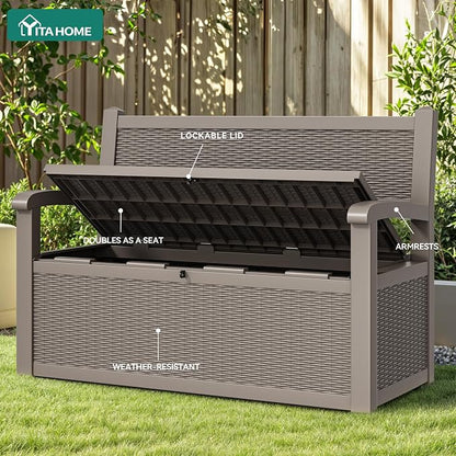 YITAHOME 80 Gallon Storage Bench Deck Box, Lockable Patio Bench, Waterproof - Image 5