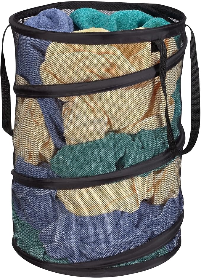 Household Essentials 2026 Pop-Up Collapsible Mesh Laundry Hamper | Black by HouseholdEssentials