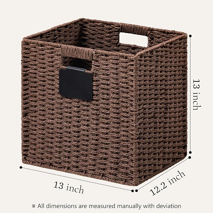 UBBCARE 4 Pack Wicker Basket, 13×13 Storage Cubes - Image 2