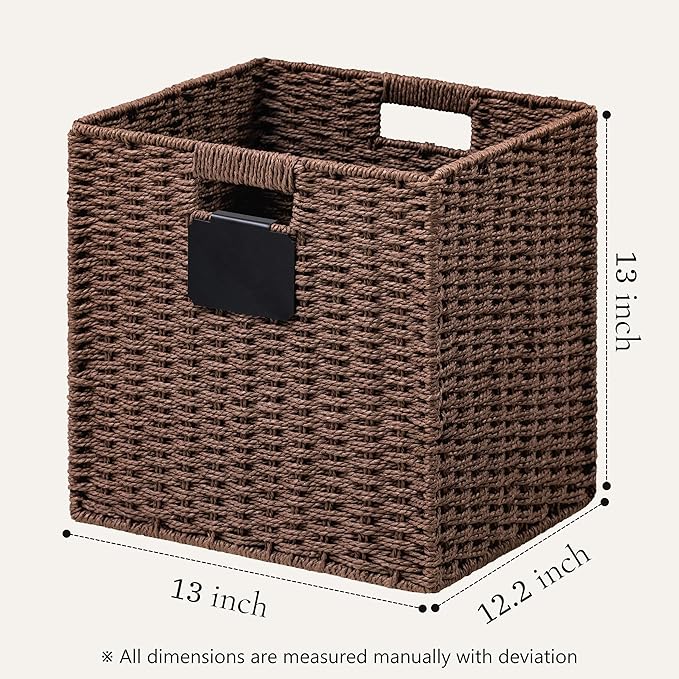 UBBCARE 2 Pack Wicker Basket, 13×13 Storage Cubes - Image 2