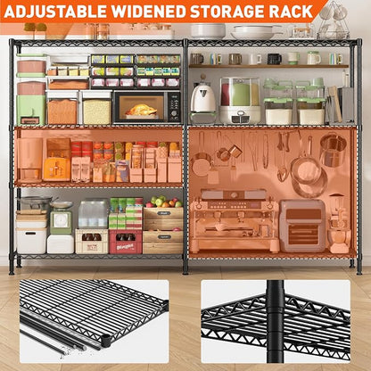 REIBII 70"W Metal Shelving, Storage Shelves 4-tier Wire Shelving Unit Load - Image 8