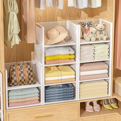2-Tier Stackable Closet Organizers and Storage Basket, Wire Clothes Shelf - Image 7