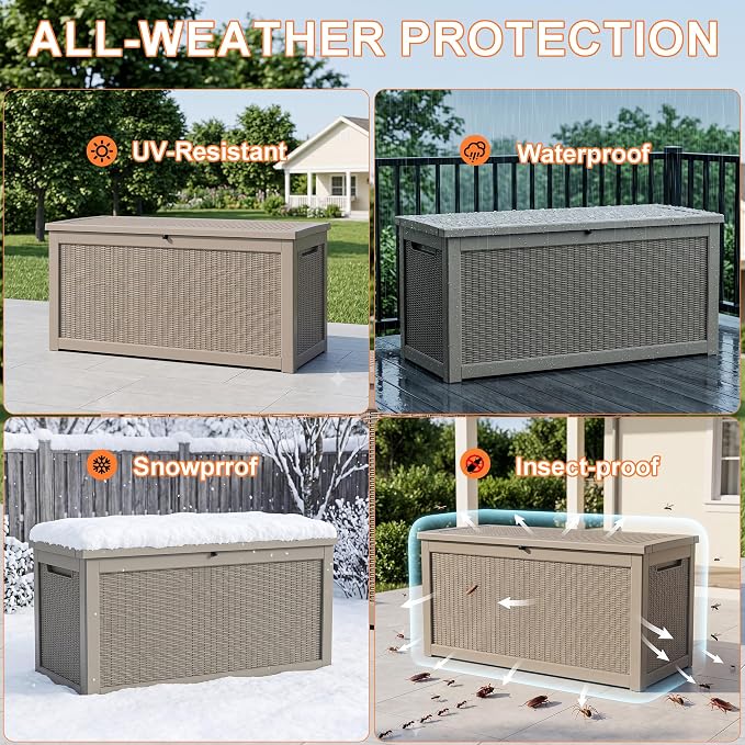 Vixzen 320 Gallon Deck Boxes Outdoor Waterproof, Lockable Storage Box - Image 5