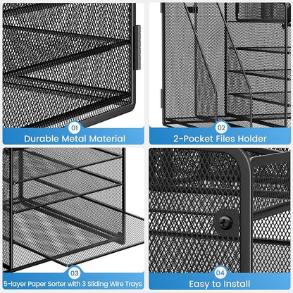 Lavatino Desk Organizer, 5-Tier Metal Mesh Paper Letter Tray - Image 6