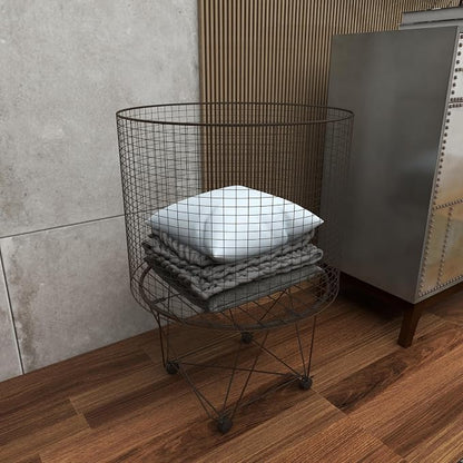 Deco 79 Metal Cylinder Storage Cart - Image 5