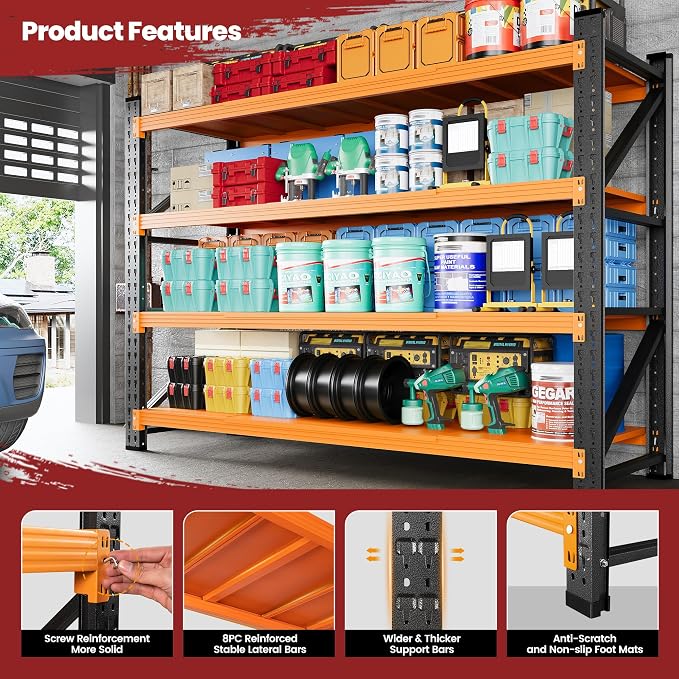 60" Wide Storage Shelves, 5000LBS Garage Shelving Heavy Duty, Standing Shelf - Image 5