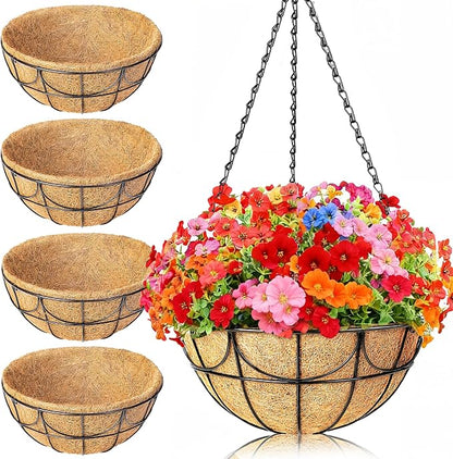 12 Inch 4 Pack Hanging Baskets Planters by EINYEXW