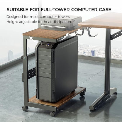EUREKA ERGONOMIC PC Stand Computer Cart, Height Adjustable Tower Stand 2-Tier - Image 5