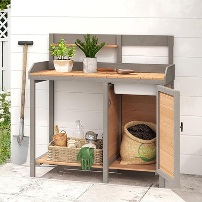 Wooden Potting Bench Table - Image 7
