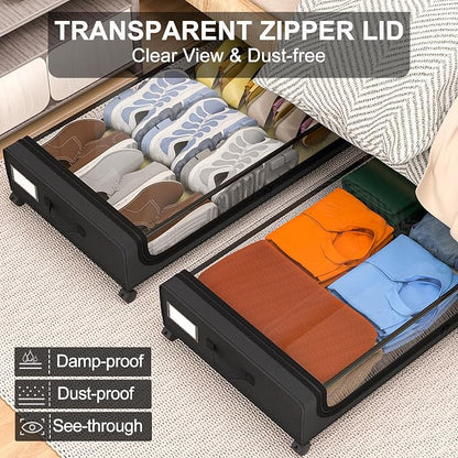 GoMaihe Under Bed Storage with Wheels: 70L Underbed Storage Containers with - Image 5